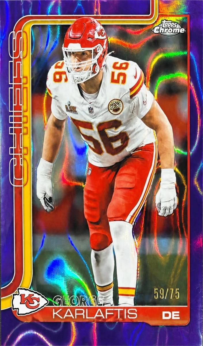 2025 Topps Chrome Football Purple Lava Refractor George Karlaftis #152