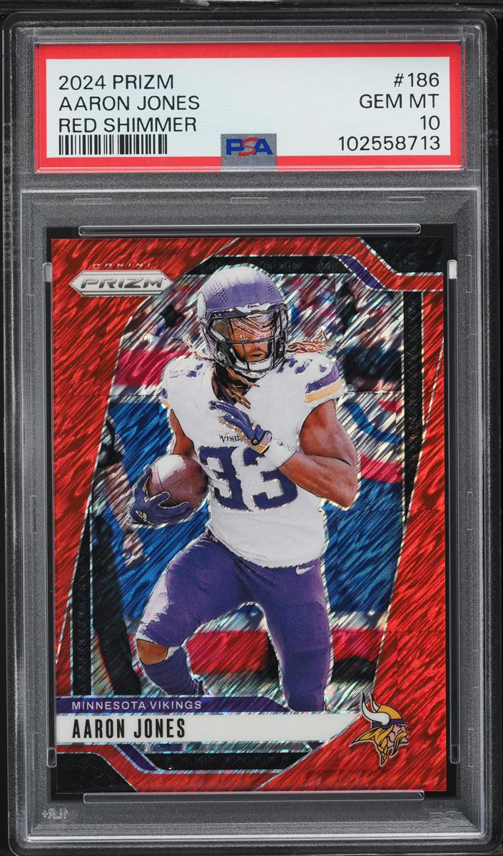 2024 Panini Prizm Football Red Shimmer Aaron Jones #186
