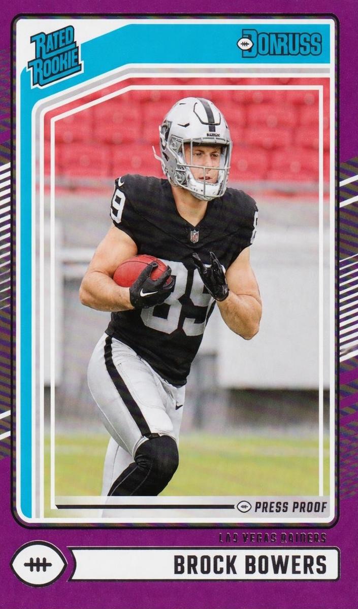 2024 Panini Donruss Football Press Proof Purple Brock Bowers #394 PSA 9