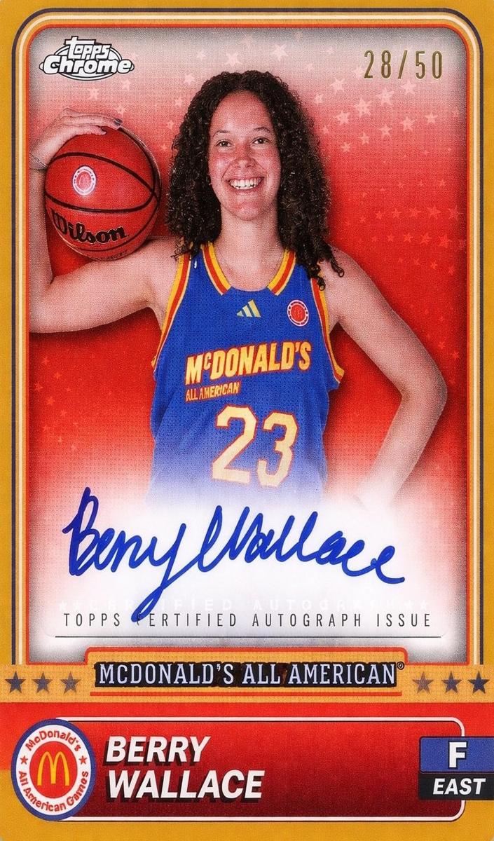 2024 Topps Chrome McDonald's All American Basketball Gold Refractor Berry Wallace #62