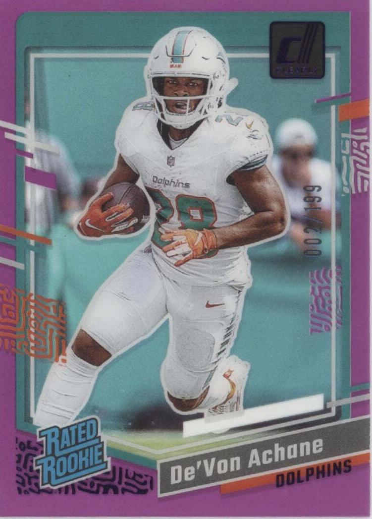 2023 Panini Clearly Donruss Football Purple De'Von Achane #59