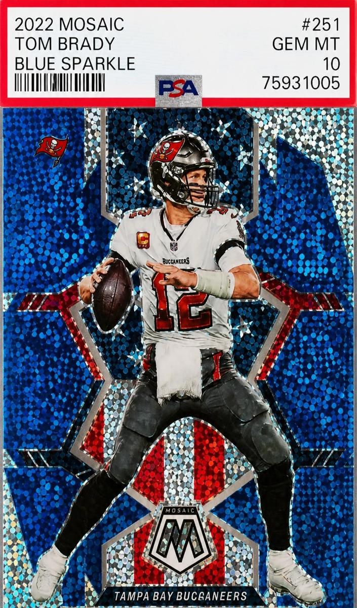 2022 Panini Mosaic Football Blue Sparkle Tom Brady #251 PSA 10