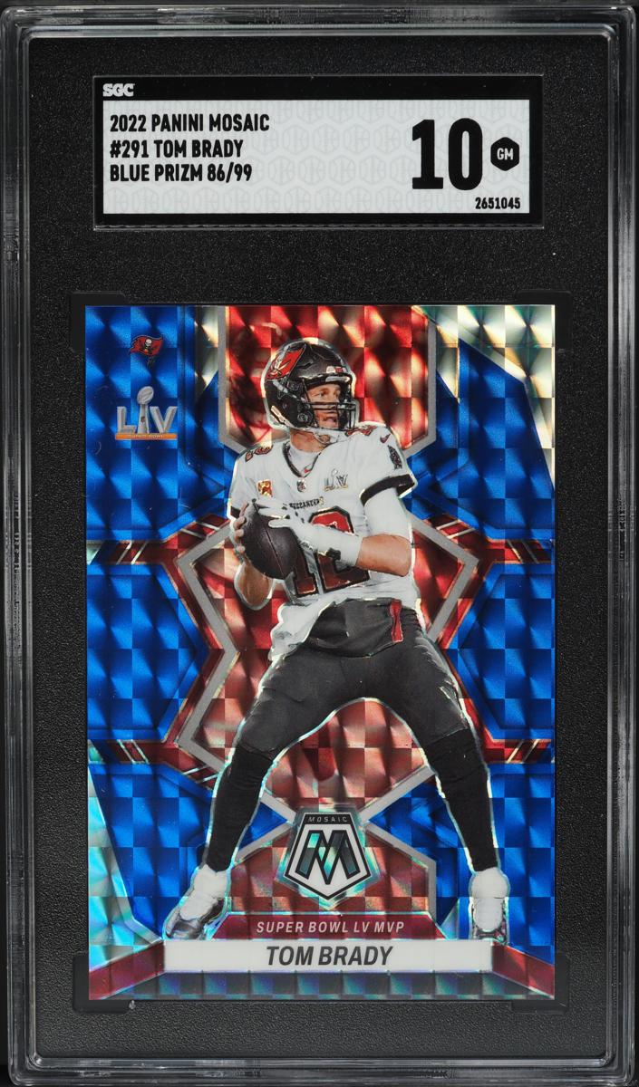 2022 Panini Mosaic Football Blue Tom Brady #291 SGC 10