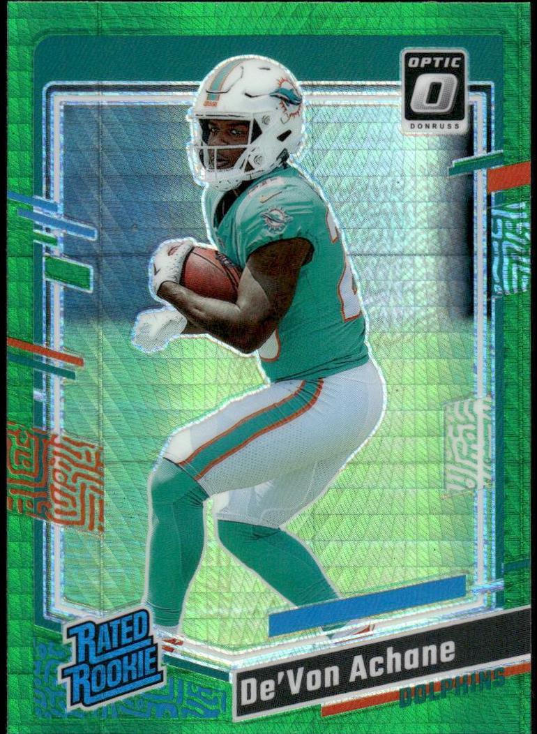2023 Donruss Optic Football Green Hyper De'Von Achane #269 PSA 9