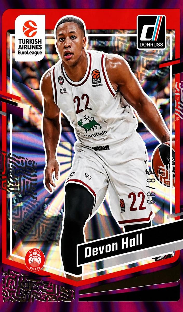 2023 Donruss Turkish Airlines EuroLeague Basketball Purple Laser Devon Hall #149
