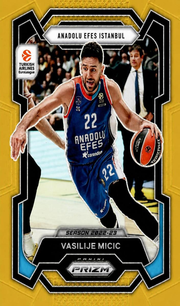 2023 Panini Prizm Turkish Airlines EuroLeague Basketball Gold Vasilije Micic #28