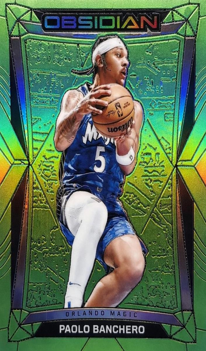 2023 Panini Obsidian Basketball Electric Etch Green Flood Paolo Banchero #7 PSA 8