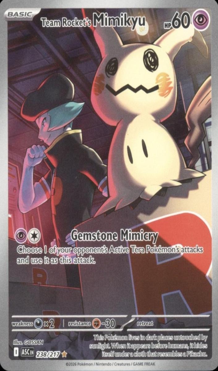 2026 Pokemon Mega Evolution Ascended Heroes Team Rocket's Mimikyu #238 PSA 9