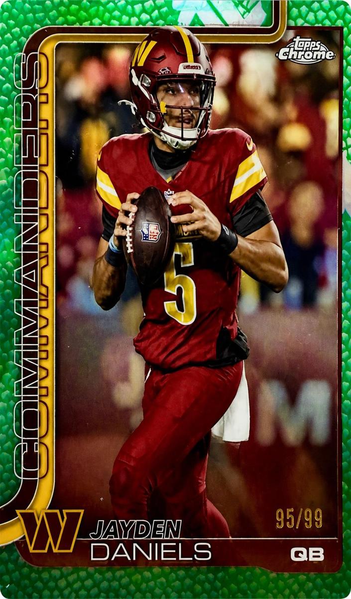 2025 Topps Chrome Football Football Leather Green Refractor Jayden Daniels #295