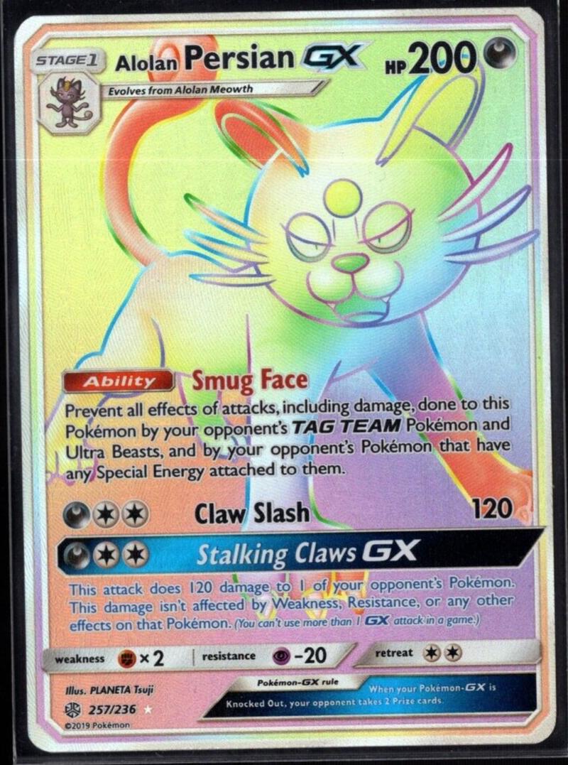 2019 Pokemon Sun & Moon Cosmic Eclipse Alolan Persian #257 PSA 9