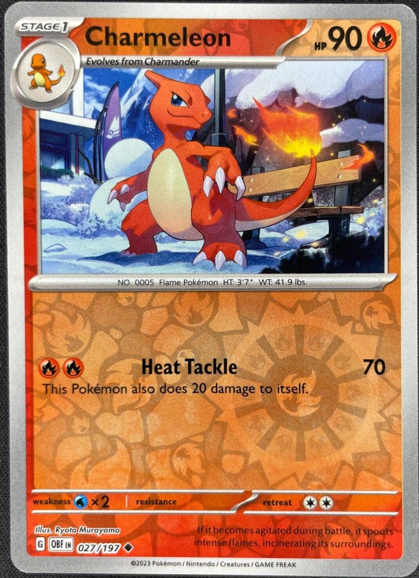 2023 Pokemon Scarlet & Violet Obsidian Flames Reverse Foil Charmeleon #27 CGC 9