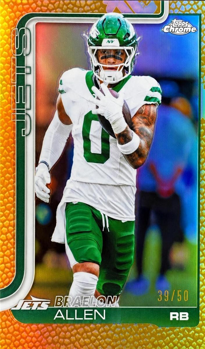 2025 Topps Chrome Football Football Leather Gold Refractor Braelon Allen #240