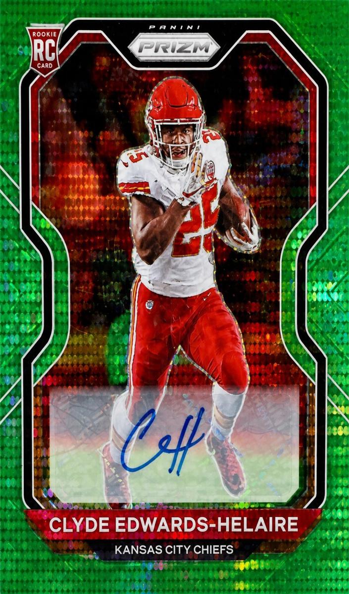 2020 Panini Prizm Football Neon Green Pulsar Prizm Clyde Edwards-Helaire #328
