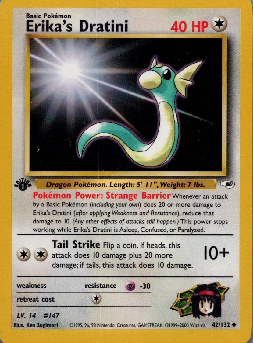 2000 Pokemon Gym Heroes 1st Edition Erika's Dratini #42 PSA 9