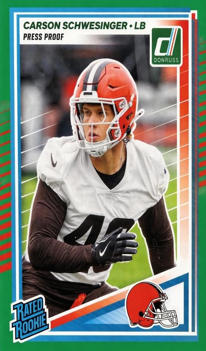 2025 Panini Donruss Football Press Proof Green Carson Schwesinger #392