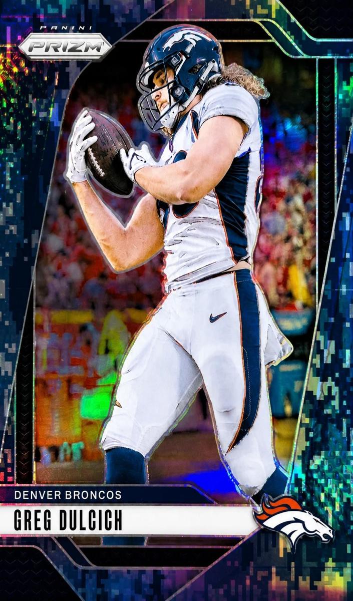 2024 Panini Prizm Football Navy Camo Greg Dulcich #85