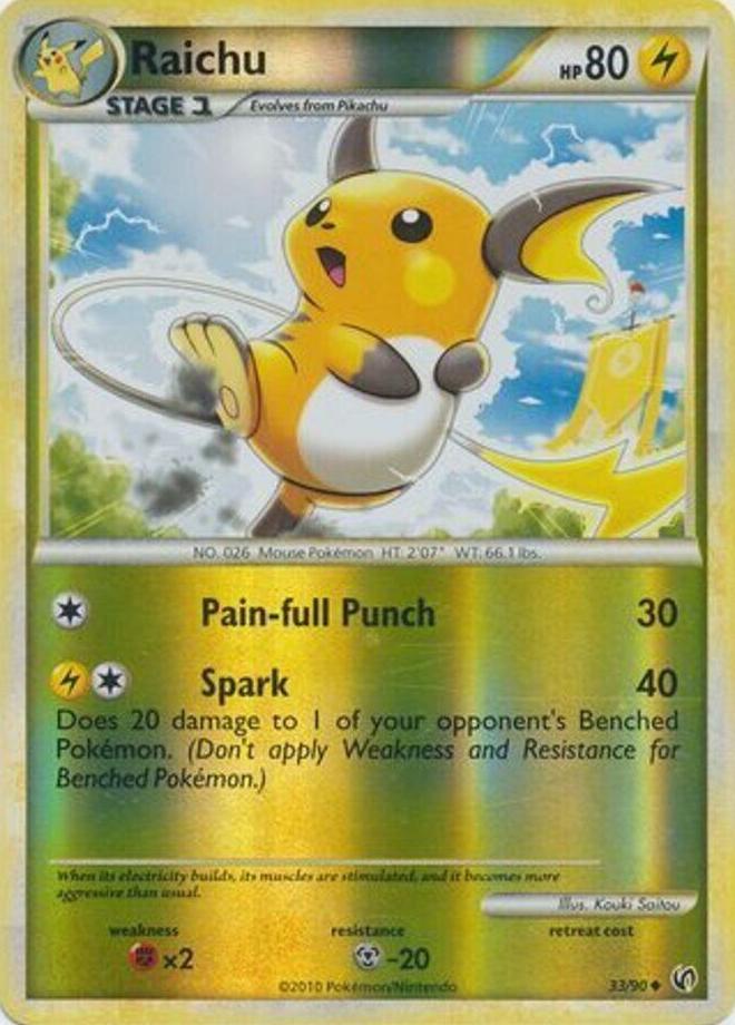 2010 Pokemon HeartGold & SoulSilver Undaunted Reverse Holo Raichu #33 CGC 8.5