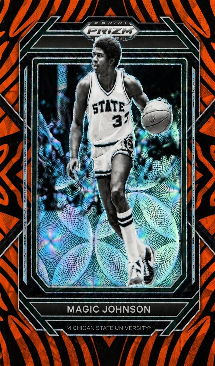 2023 Panini Prizm Draft Picks Basketball Choice Tiger Stripe Magic Johnson #79 PSA 8