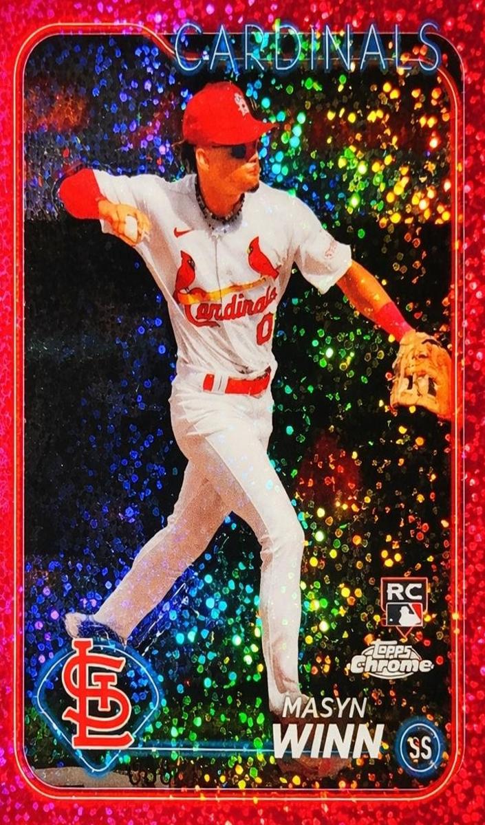 2024 Topps Chrome Baseball Magenta Speckle Masyn Winn #189