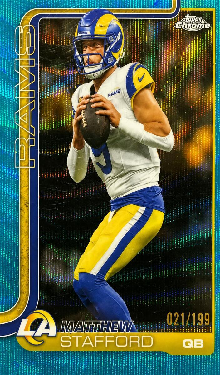 2025 Topps Chrome Football Aqua Wave Refractor Matthew Stafford #169
