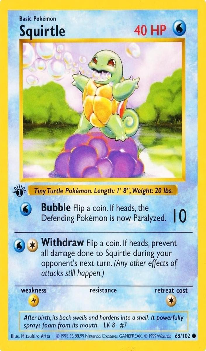 1999 Pokemon Base Set 1st Edition Squirtle #63 PSA 10