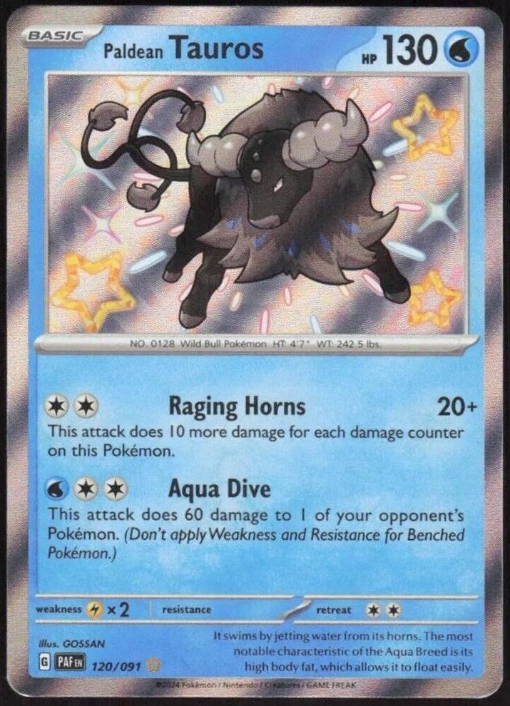 2024 Pokemon Scarlet & Violet Paldean Fates Paldean Tauros #120 PSA 10