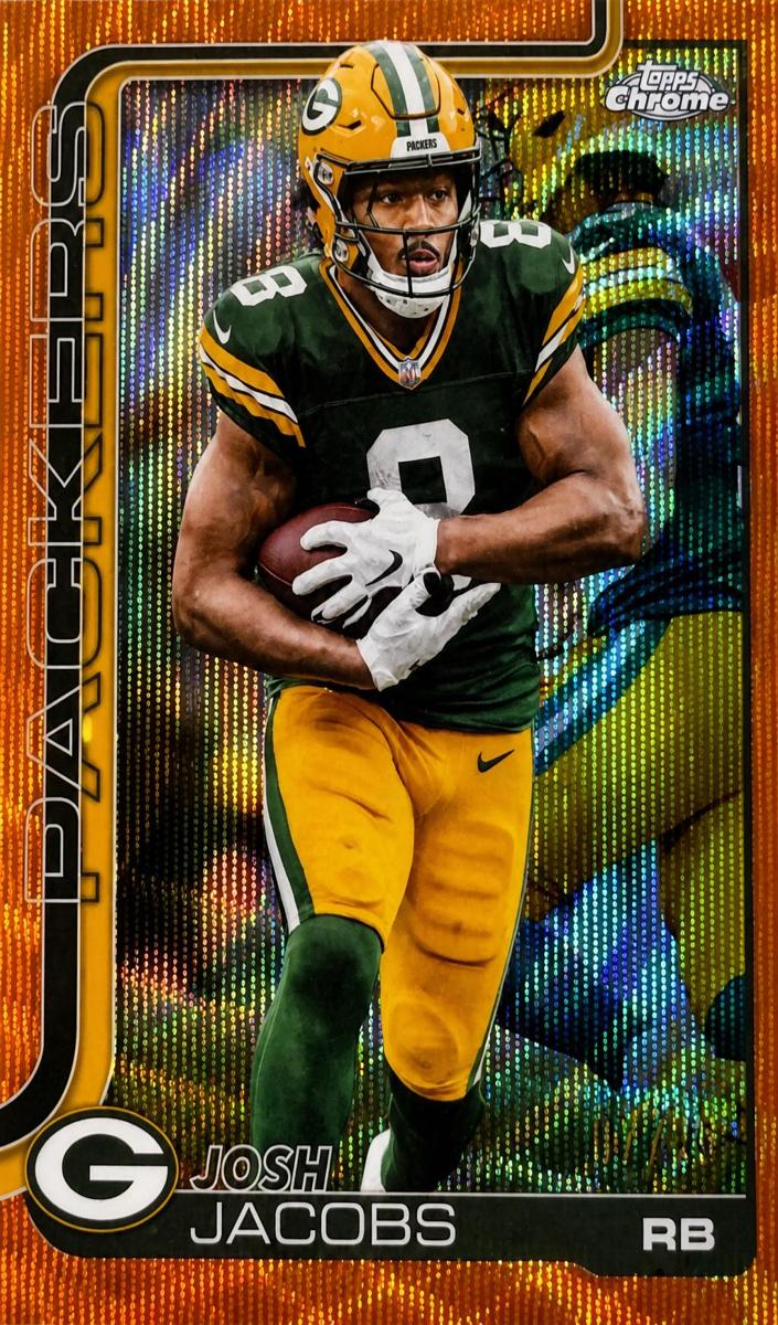 2025 Topps Chrome Football Orange Wave Refractor Josh Jacobs #110