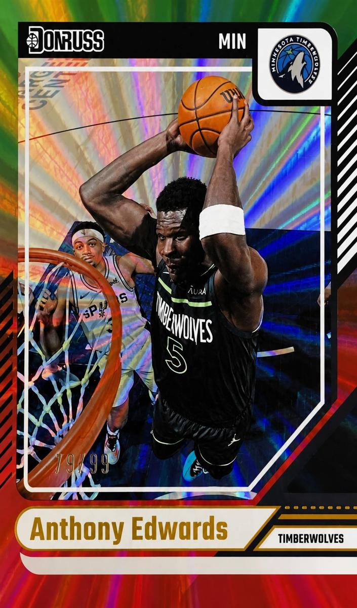 2024 Panini Donruss Basketball Holo Red and Green Laser Anthony Edwards #165