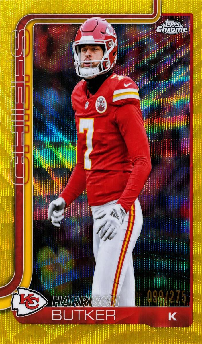 2025 Topps Chrome Football Yellow Wave Refractor Harrison Butker #151