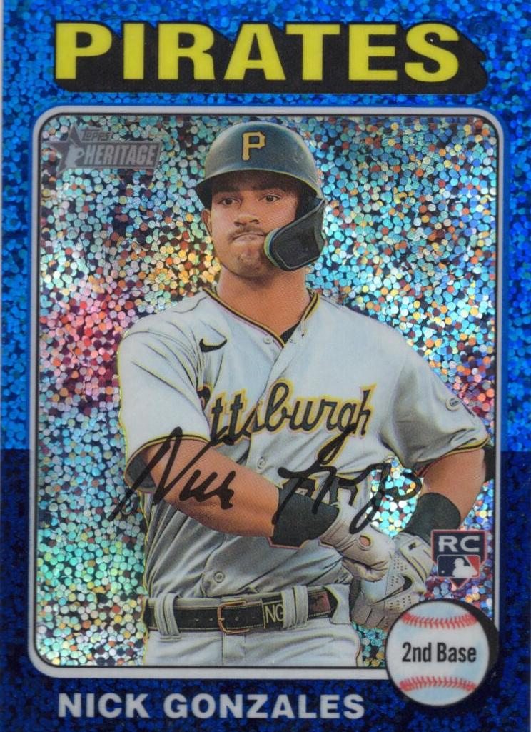 2024 Topps Heritage Chrome Baseball Blue Sparkle Nick Gonzales #318 PSA 9