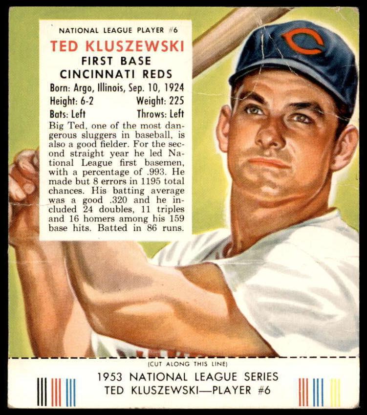 1953 Red Man Tobacco Baseball Ted Kluszewski #6 PSA 5.5