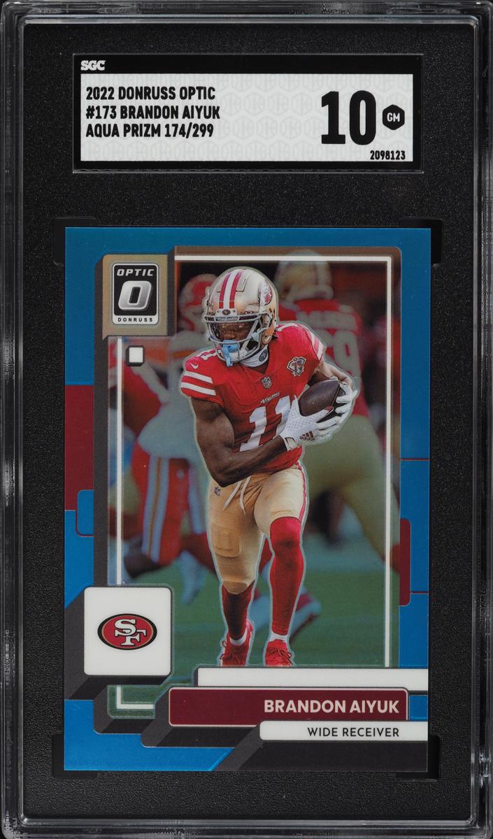 2022 Donruss Optic Football Aqua Brandon Aiyuk #173 SGC 9.5
