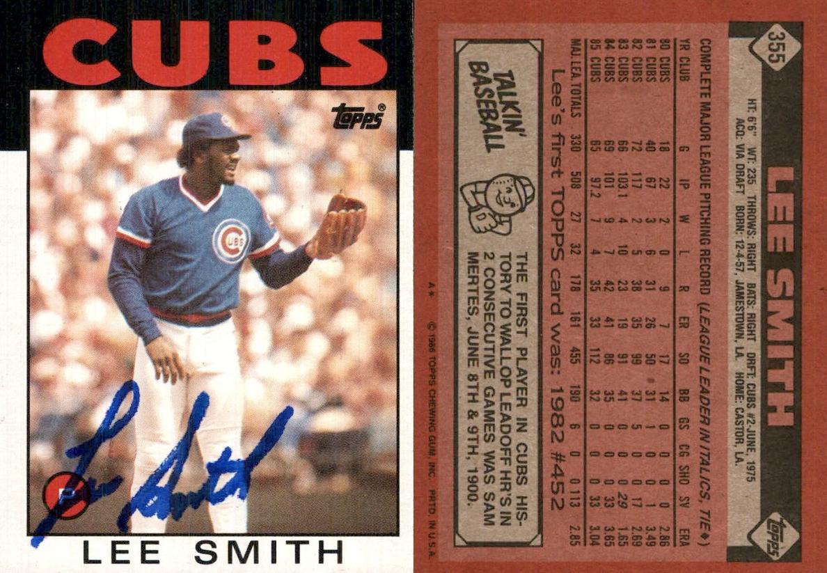 1986 Topps Baseball Autograph Lee Smith #355