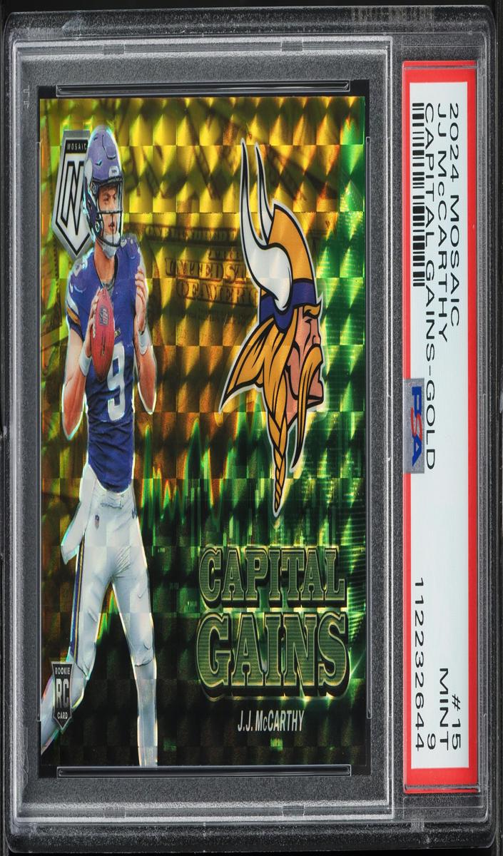 2024 Panini Mosaic Football Mosaic Gold J.J. McCarthy #15 PSA 9