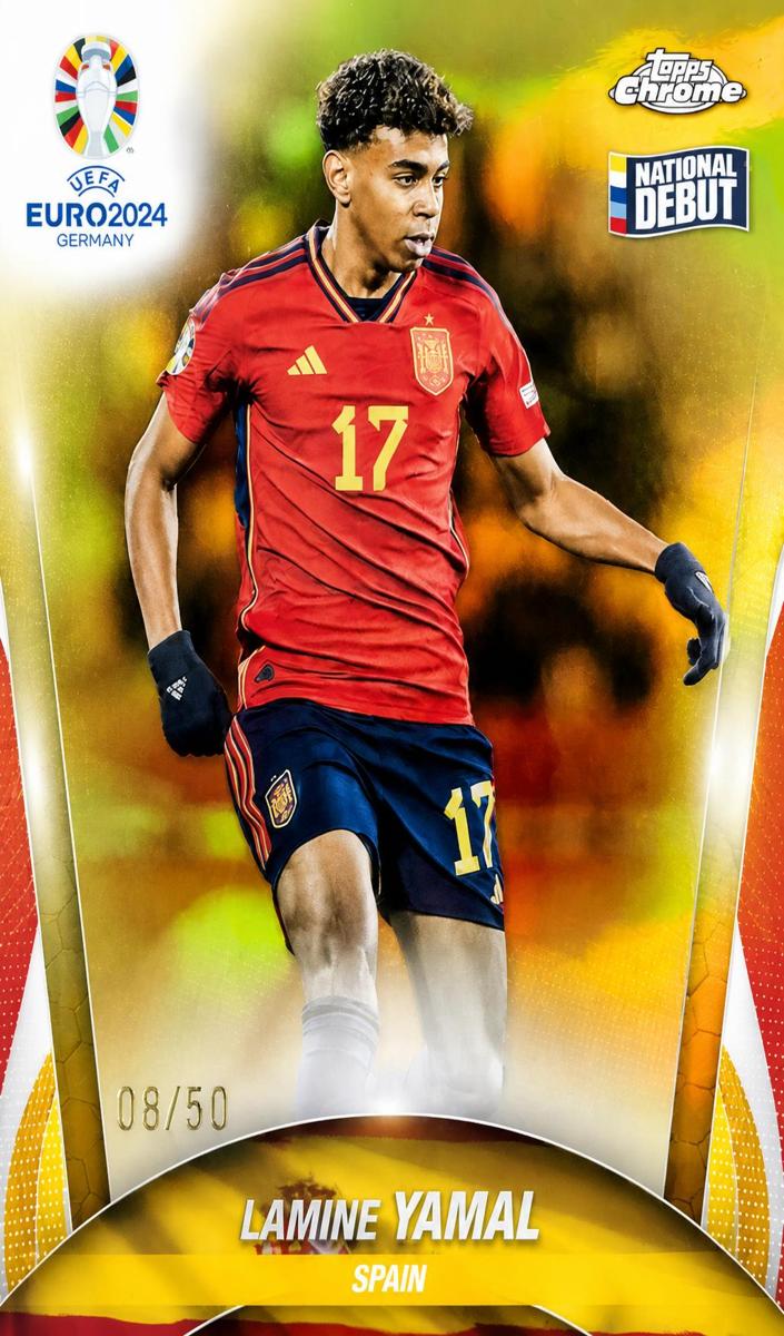 2024 Topps Chrome UEFA Euro Soccer Gold Refractor Lamine Yamal #17 PSA 9