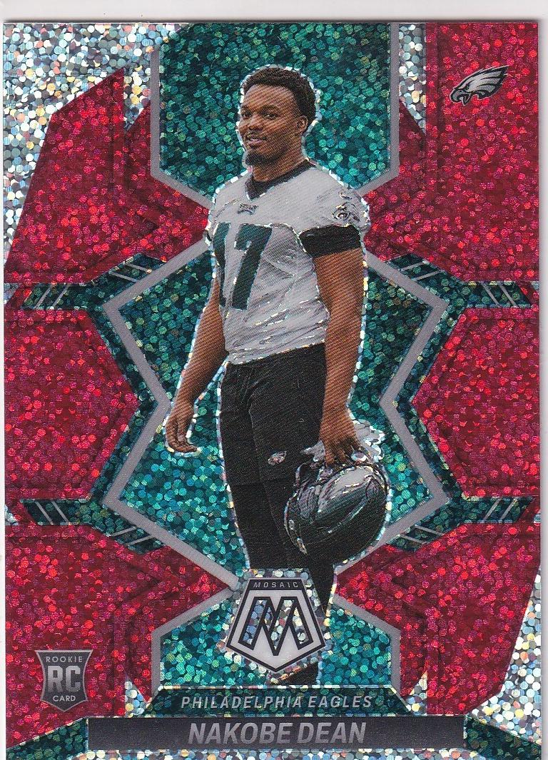 2022 Panini Mosaic Football Red Sparkle Nakobe Dean #395