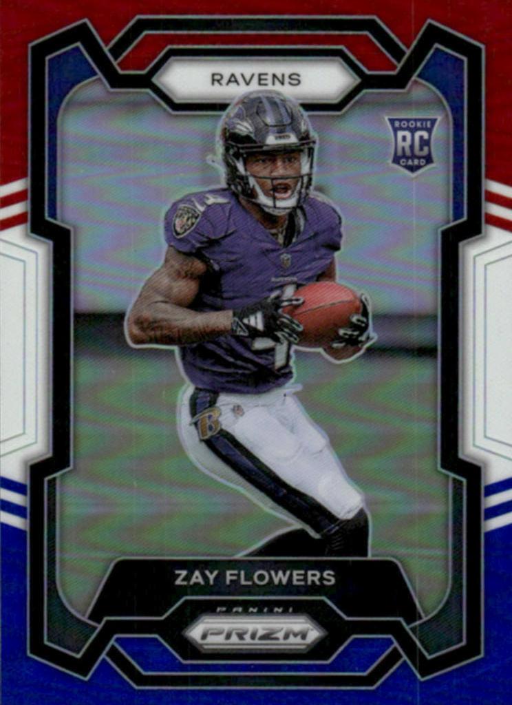 2023 Panini Prizm Football Red White Blue Zay Flowers #307 PSA 9