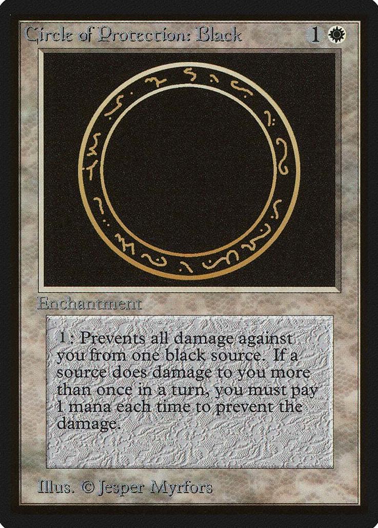 1993 Magic The Gathering Beta Circle of Protection: Black #NNO