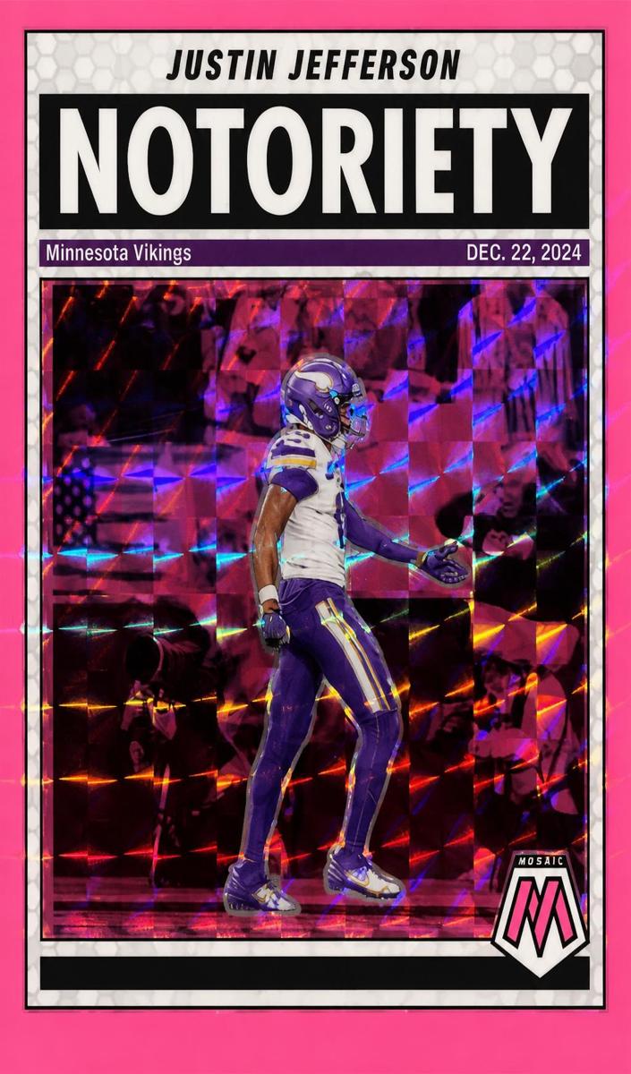 2025 Panini Mosaic Football Pink Fluorescent Justin Jefferson #6