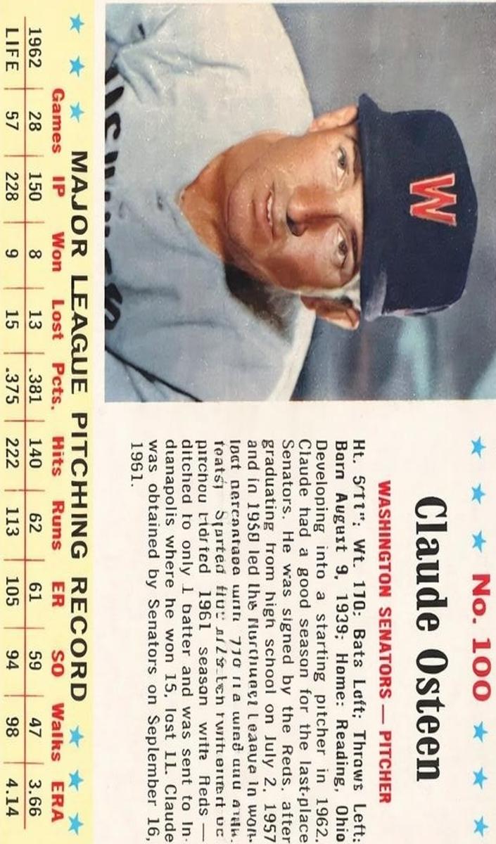 1963 Jell-O Baseball Claude Osteen #100 PSA 3