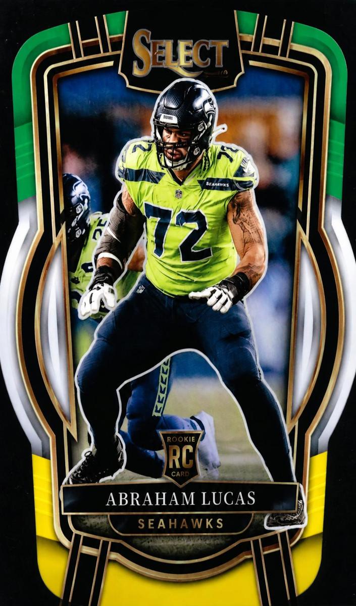 2022 Panini Select Football Green and Yellow Prizm Die-Cut Abraham Lucas #211