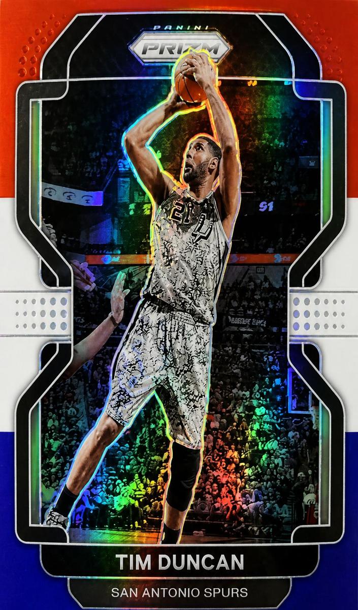 2021 Panini Prizm Basketball Prizms Red White Blue Tim Duncan #268 PSA 10