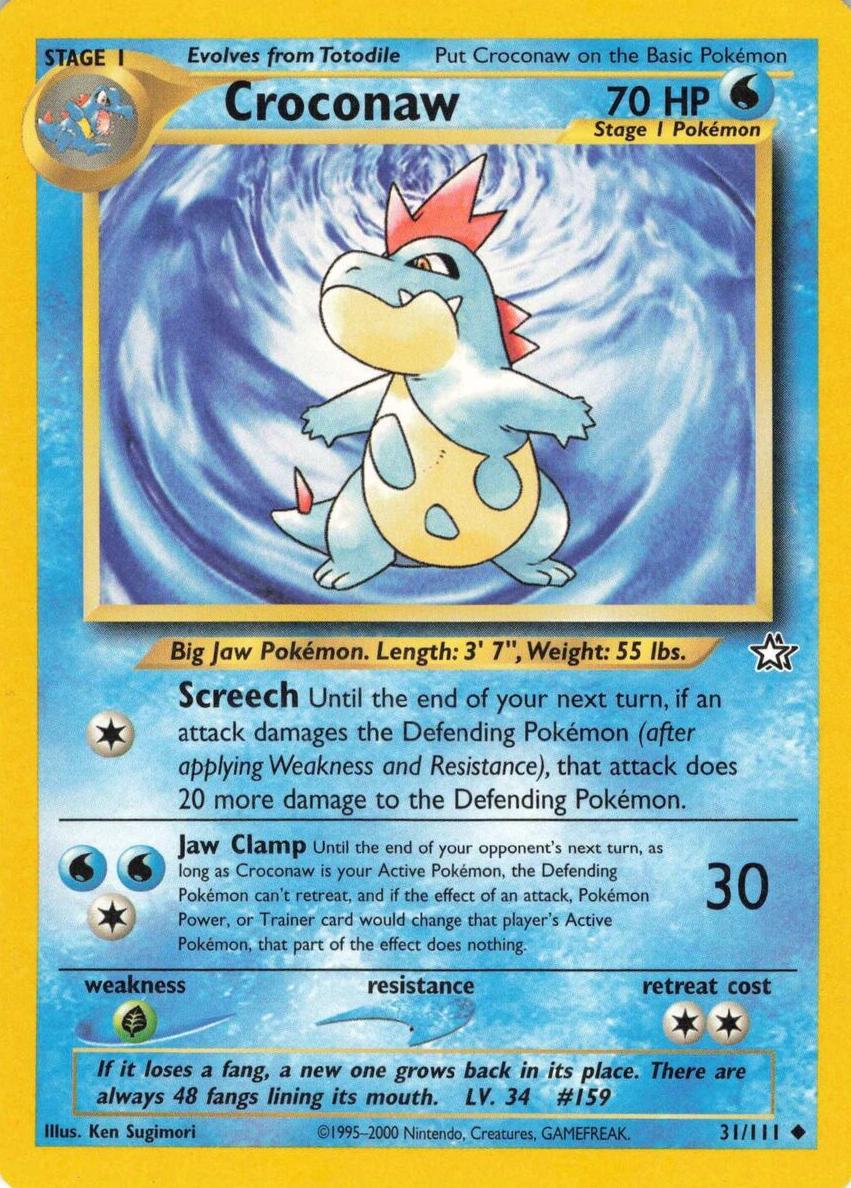 2000 Pokemon Neo Genesis Croconaw #31