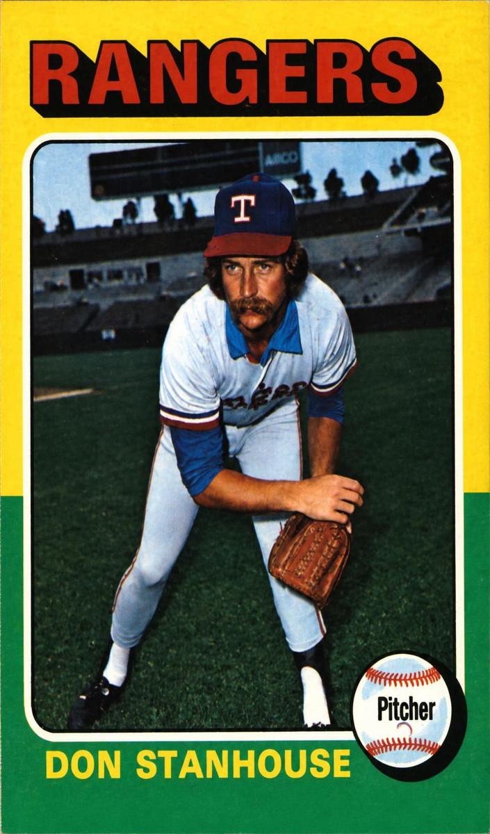 1975 Topps Mini Baseball Don Stanhouse #493 PSA 8
