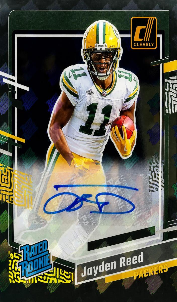 2023 Panini Clearly Donruss Football Holo RR Logo Jayden Reed #68 PSA 7
