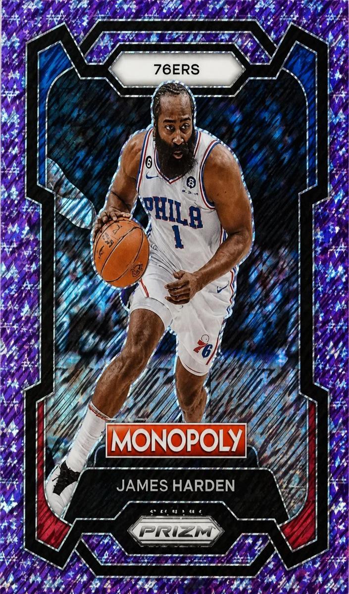 2023 Panini Prizm Monopoly Basketball Purple Millionaire Shimmer James Harden #67 PSA 9