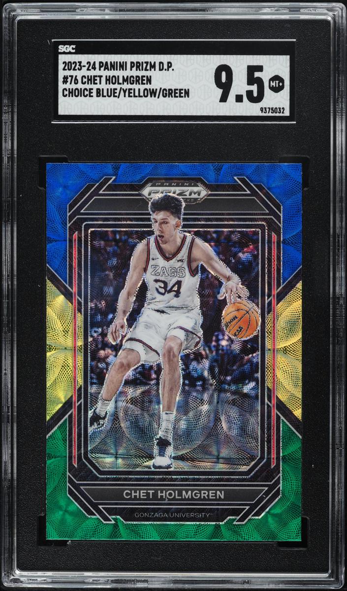 2023 Panini Prizm Draft Picks Basketball Choice Blue Yellow and Green Chet Holmgren #76 PSA 10
