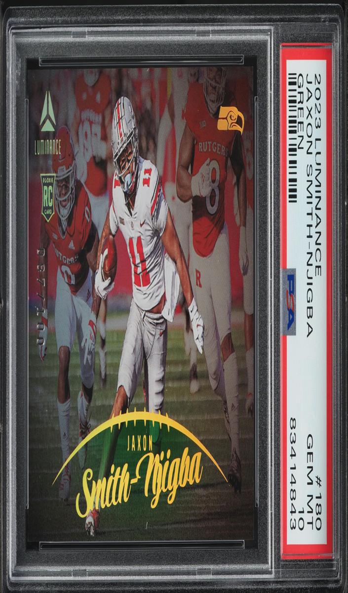 2023 Panini Luminance Football Green Jaxon Smith-Njigba #180 PSA 9