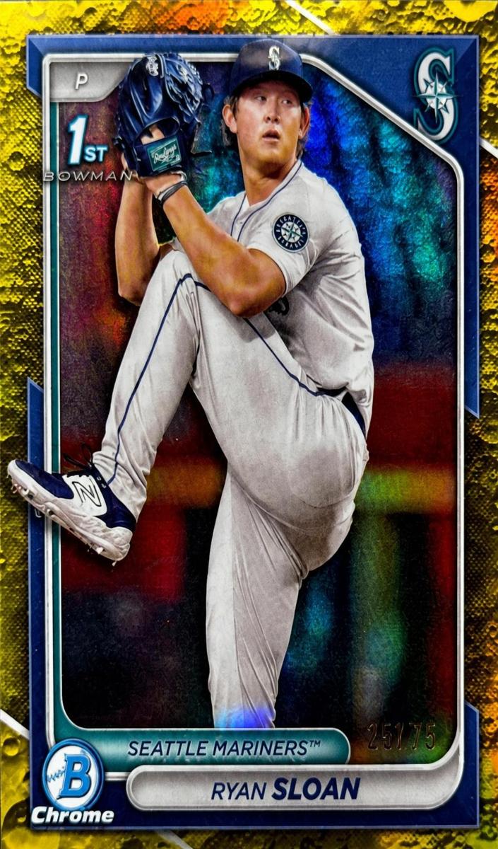 2024 Bowman Draft Chrome Baseball Yellow Lunar Refractor Ryan Sloan #BDC-99