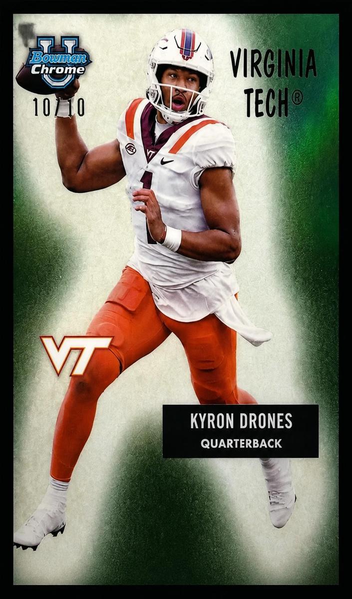 2024 Bowman Chrome University Football Black Refractor Kyron Drones #55B-22